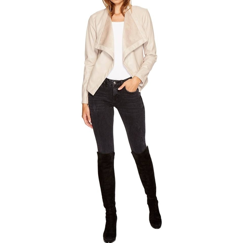 Bb Dakota 'Peppin' Drape Front Faux Leather Jacket